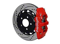 Wilwood AERO4 Rear Big Brake Kit with 14.25-Inch Drilled and Slotted Rotors; Red Calipers (10-19 Camaro)