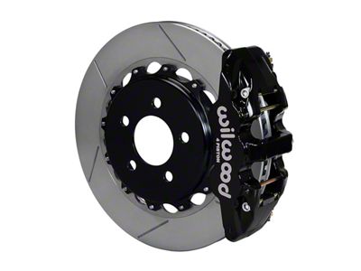 Wilwood AERO4 Rear Big Brake Kit with 14.25-Inch Slotted Rotors; Black Calipers (10-19 Camaro)