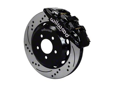 Wilwood AERO6 Front Big Brake Kit with 14-Inch Drilled and Slotted Rotors; Black Calipers (16-19 Camaro)