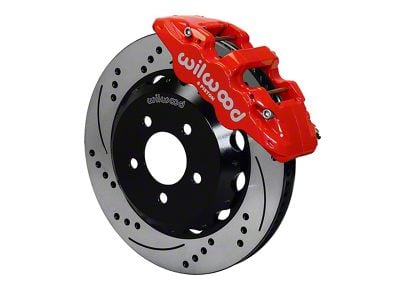 Wilwood AERO6 Front Big Brake Kit with 14-Inch Drilled and Slotted Rotors; Red Calipers (16-19 Camaro)