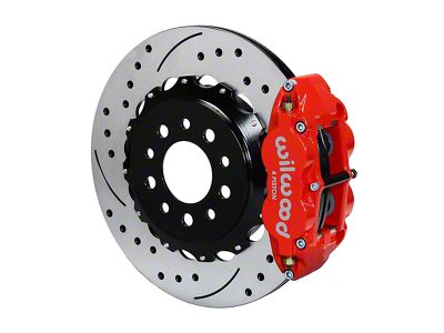 Wilwood Superlite 4R Rear Big Brake Kit with 14-Inch Drilled and Slotted Rotors; Red Calipers (10-17 Camaro w/ Morrison Multilink IRS)