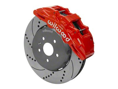 Wilwood SX6R Dynamic Front Big Brake Kit with 15-Inch Drilled and Slotted Rotors; Red Calipers (16-19 Camaro)