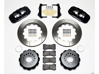 Wilwood AERO4 Rear Big Brake Kit with Slotted Rotors; Black Calipers (06-10 Charger, Excluding AWD & SRT8)