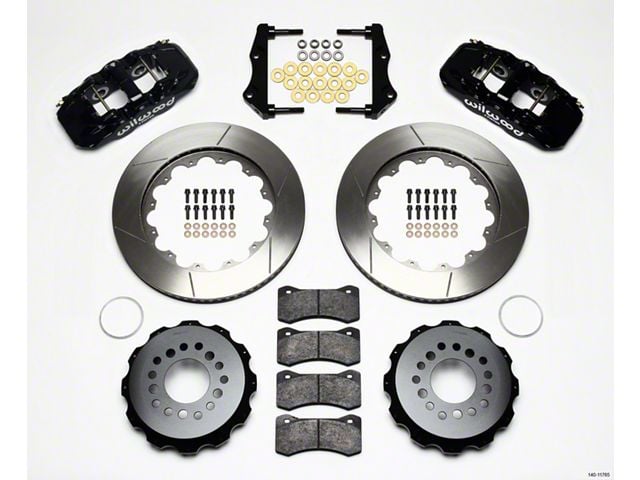 Wilwood AERO4 Rear Big Brake Kit with Slotted Rotors; Black Calipers (06-10 Charger, Excluding AWD & SRT8)