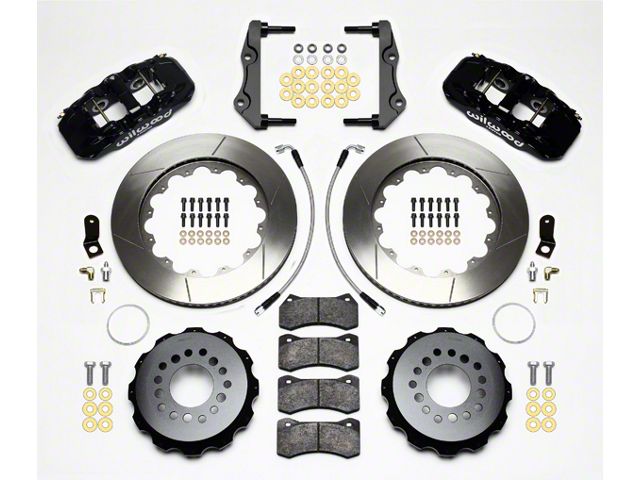 Wilwood AERO4 Rear Big Brake Kit with Slotted Rotors; Black Calipers (12-13 RWD Charger, Excluding SRT8; 14-16 Charger R/T, SE, SXT)
