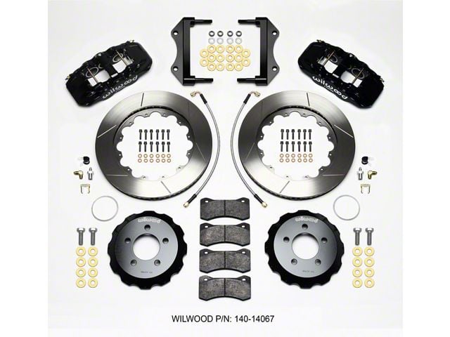 Wilwood AERO6 Front Big Brake Kit with Slotted Rotors; Black Calipers (12-13 RWD Charger, Excluding SRT8; 14-16 Charger R/T, SE, SXT)