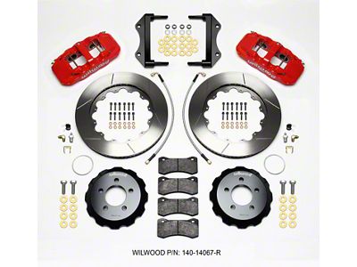 Wilwood AERO6 Front Big Brake Kit with Slotted Rotors; Red Calipers (12-13 RWD Charger, Excluding SRT8; 14-16 Charger R/T, SE, SXT)