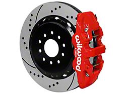 Wilwood AERO4 Rear Big Brake Kit with 14-Inch Drilled and Slotted Rotors; Red Calipers (97-13 Corvette C5 & C6)