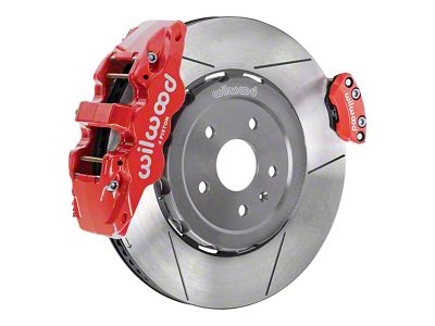 Wilwood AERO4 Rear Big Brake Kit with Slotted Rotors; Red Calipers (20-24 Corvette C8)