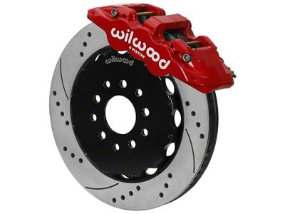 Wilwood AERO6 Front Big Brake Kit with 14-Inch Drilled and Slotted Rotors; Red Calipers (97-13 Corvette C5 & C6)