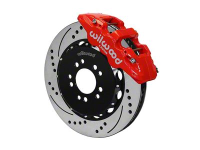 Wilwood AERO6 Front Big Brake Kit with 14.25-Inch Drilled and Slotted Rotors; Red Calipers (14-19 Corvette C7)