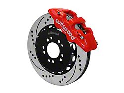 Wilwood AERO6 Front Big Brake Kit with 14.25-Inch Drilled and Slotted Rotors; Red Calipers (14-19 Corvette C7)