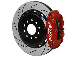 Wilwood Forged Narrow Superlite 4R Rear Big Brake Kit with 14-Inch Drilled and Slotted Rotors for OE Parking Brake; Red Calipers (97-13 Corvette C5 & C6)