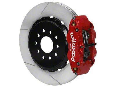 Wilwood Forged Narrow Superlite 4R Rear Big Brake Kit with 14-Inch Slotted Rotors for OE Parking Brake; Red Calipers (97-13 Corvette C5 & C6)