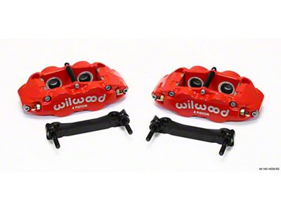 Wilwood Forged Narrow Superlite 4R Front Brake Caliper and Bracket Upgrade Kit; Red (97-13 Corvette C5 & C6)