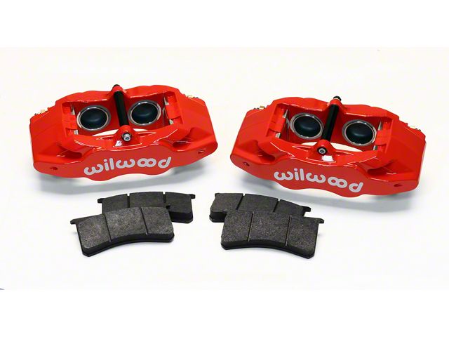 Wilwood SLC56 4-Piston Front Brake Calipers with Semi-Metallic Brake Pads; Red (97-04 Corvette C5; 05-13 Corvette C6 Base w/ Standard Brake Package)