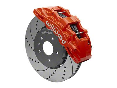 Wilwood SX6R Dynamic Front Big Brake Kit with 14-Inch Drilled and Slotted Rotors; Red Calipers (14-19 Corvette C7)