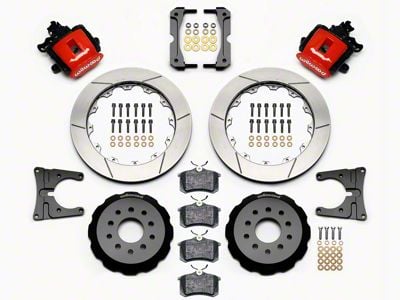 Wilwood CPB Rear Big Brake Kit with Slotted Rotors; Red Calipers (05-14 Mustang)