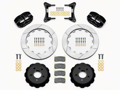 Wilwood DynaPro 4R Drag Race Front Big Brake Kit with Slotted Rotors; Anodized Gray Calipers (15-23 Mustang)