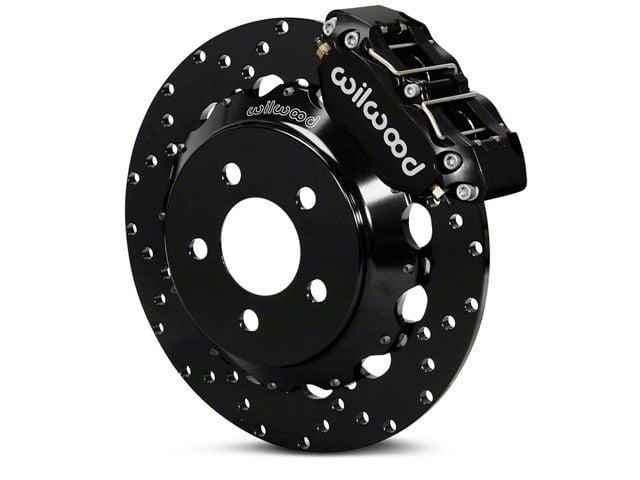 Wilwood DynaPro 4R Drag Race Front Big Brake Kit with Drilled Rotors; Anodized Gray Calipers (15-23 Mustang)