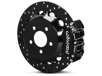 Wilwood DynaPro 4R Drag Race Rear Big Brake Kit with Drilled Rotors; Anodized Gray Calipers (15-23 Mustang)