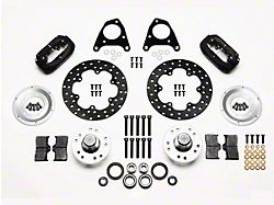 Wilwood Forged Dynalite Drag Race Front Big Brake Kit with Drilled Rotors; Anodized Gray Calipers (87-93 Mustang w/ 5-Lug Conversion)