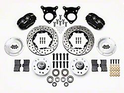 Wilwood Forged Dynalite Pro Series Front Big Brake Kit with Drilled and Slotted Rotors; Black Calipers (87-93 Mustang w/ 5-Lug Conversion)