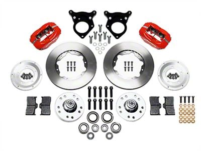 Wilwood Forged Dynalite Pro Series Front Big Brake Kit with Solid Rotors; Red Calipers (87-93 Mustang w/ 5-Lug Conversion)