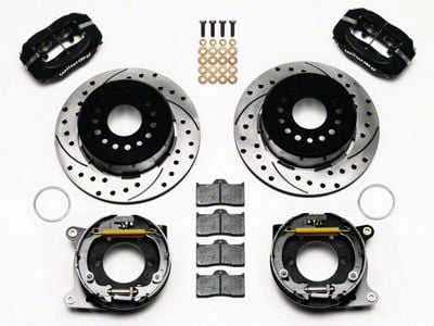 Wilwood Forged Dynalite Rear Big Brake Kit with Drilled and Slotted Rotors; Black Calipers (05-14 Mustang)