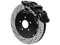 Wilwood AERO6 Front Big Brake Kit with 14-Inch Drilled and Slotted Rotors; Black Calipers (94-04 Mustang)