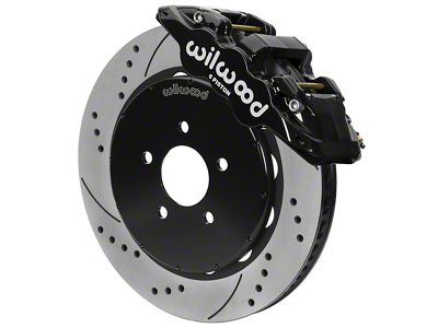 Wilwood AERO6 Front Big Brake Kit with 14-Inch Drilled and Slotted Rotors; Black Calipers (94-04 Mustang)