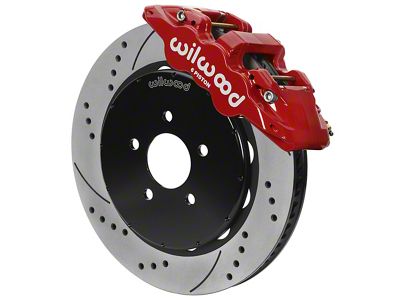 Wilwood AERO6 Front Big Brake Kit with 14-Inch Drilled and Slotted Rotors; Red Calipers (94-04 Mustang)