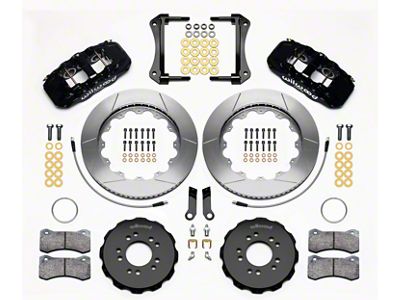 Wilwood AERO6 Front Big Brake Kit with Slotted Rotors; Black Calipers (05-14 Mustang w/ BMR Suspension)