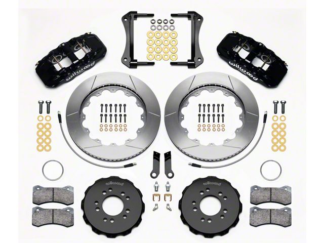 Wilwood AERO6 Front Big Brake Kit with Slotted Rotors; Black Calipers (05-14 Mustang w/ BMR Suspension)