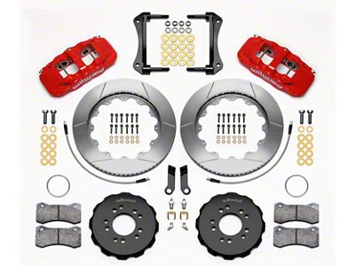 Wilwood AERO6 Front Big Brake Kit with Slotted Rotors; Red Calipers (05-14 Mustang w/ BMR Suspension)