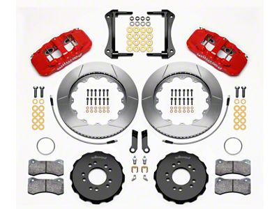 Wilwood AERO6 Front Big Brake Kit with Slotted Rotors; Red Calipers (05-14 Mustang w/ BMR Suspension)