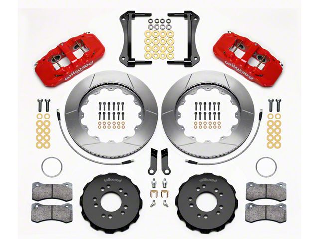 Wilwood AERO6 Front Big Brake Kit with Slotted Rotors; Red Calipers (05-14 Mustang w/ BMR Suspension)