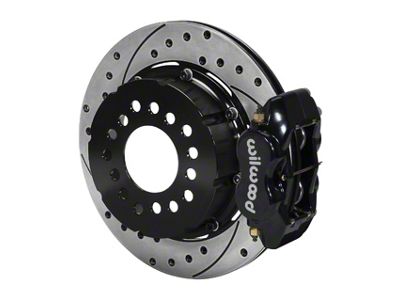 Wilwood Forged Dynalite Pro Series Rear Big Brake Kit with Drilled and Slotted Rotors; Black Calipers (79-93 Mustang w/ Ford 8.8 Rear & 2.5 Axle Offset)