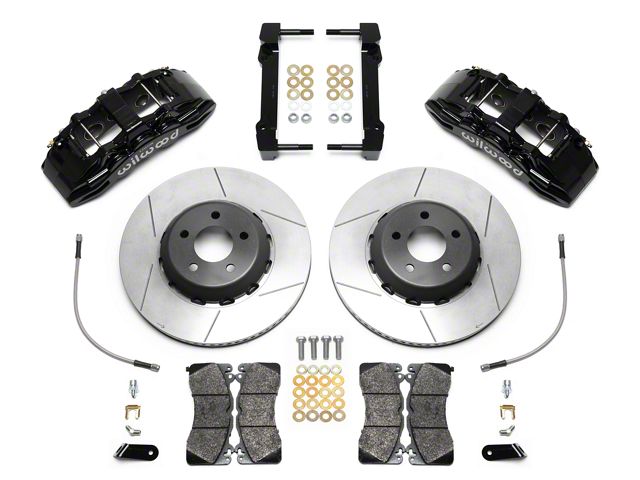 Wilwood SX6R Dynamic Front Big Brake Kit with 14-Inch Slotted Rotors; Black Calipers (15-23 Mustang)