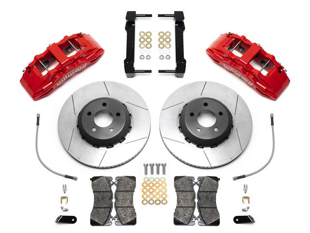Wilwood SX6R Dynamic Front Big Brake Kit with 14-Inch Slotted Rotors; Red Calipers (15-23 Mustang)