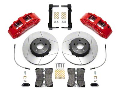 Wilwood SX6R Dynamic Front Big Brake Kit with 14-Inch Slotted Rotors; Red Calipers (15-23 Mustang)