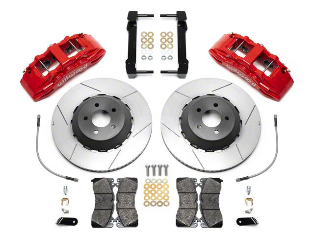 Wilwood SX6R Dynamic Front Big Brake Kit with 15-Inch Slotted Rotors; Red Calipers (15-23 Mustang)