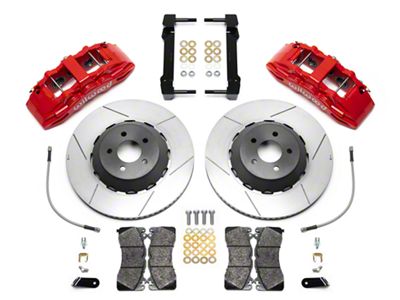 Wilwood SX6R Dynamic Front Big Brake Kit with 15-Inch Slotted Rotors; Red Calipers (15-23 Mustang)