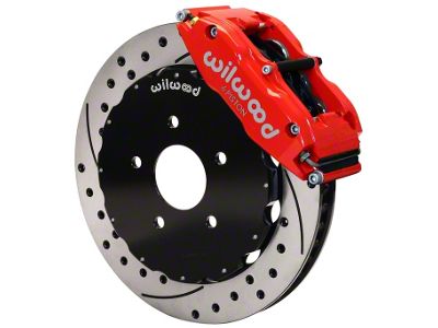 Wilwood Superlite 6R Front Big Brake Kit with 12.90-Inch Drilled and Slotted Rotors; Red Calipers (94-04 Mustang)