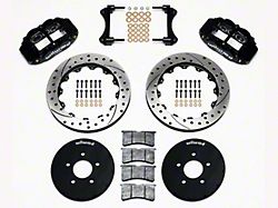 Wilwood Superlite 6R Front Big Brake Kit with 12.90-Inch Drilled and Slotted Rotors; Black Calipers (94-04 Mustang)
