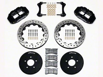 Wilwood Superlite 6R Front Big Brake Kit with 12.90-Inch Drilled and Slotted Rotors; Black Calipers (94-04 Mustang)