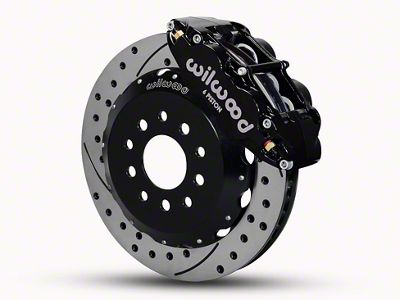 Wilwood Superlite 6R Front Big Brake Kit with 13-Inch Drilled and Slotted Rotors; Black Calipers (05-14 Mustang)