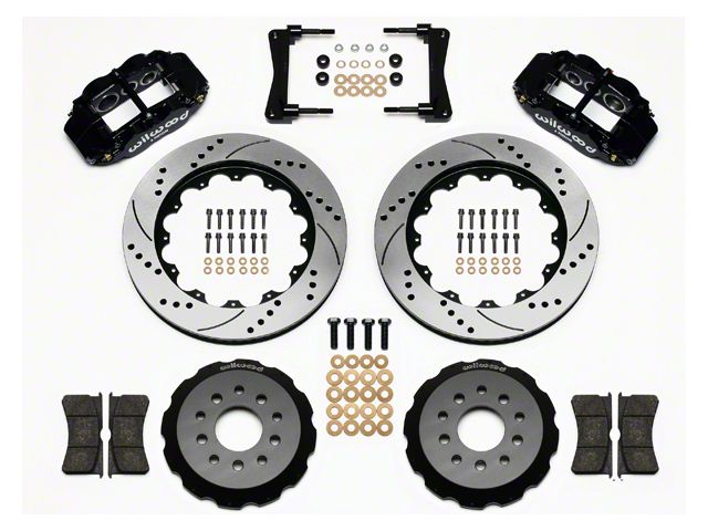 Wilwood Superlite 6R Front Big Brake Kit with 14-Inch Drilled and Slotted Rotors; Black Calipers (05-14 Mustang)