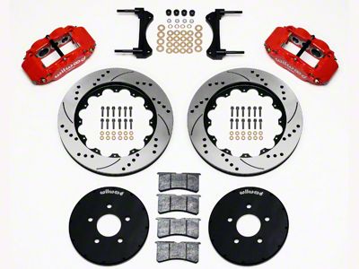 Wilwood Superlite 6R Front Big Brake Kit with 14-Inch Drilled and Slotted Rotors; Red Calipers (94-04 Mustang)