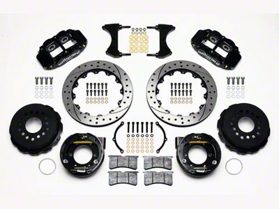 Wilwood Superlite 6R Rear Big Brake Kit with Drilled and Slotted Rotors; Black Calipers (05-14 Mustang)